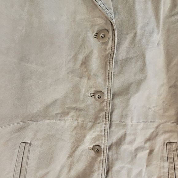 Vtg Wilsons Leather MAXIMA Womens XL Tan Long Coat Jacket Lined Button - Picture 3 of 12